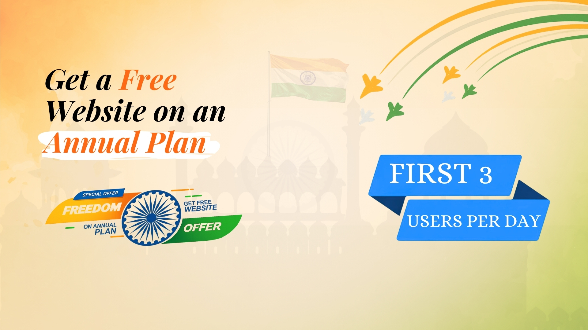 Temporary Independence Day themed placeholder for the SiteOn Freedom Offer